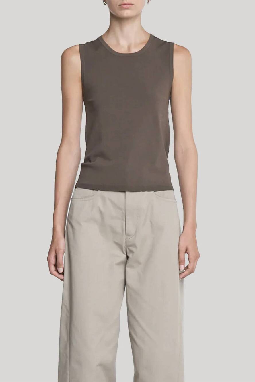 NEW MARIA MCMANUS double keyhole top in taupe